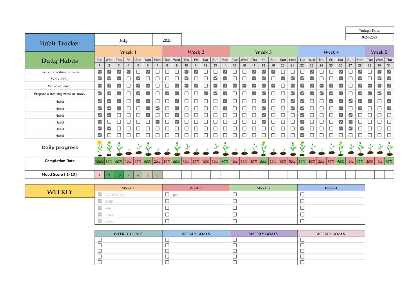 Habit Tracker – Google Sheets